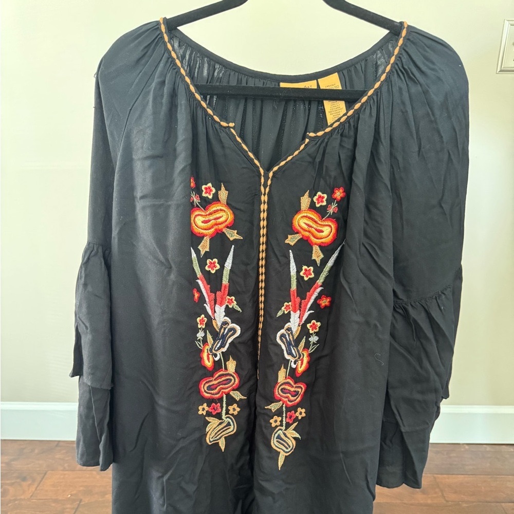 Wrangler Black Dress with Vibrant Embroidery